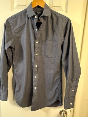 Thompson Men's Navy Micro-Check Button-Down Shirt